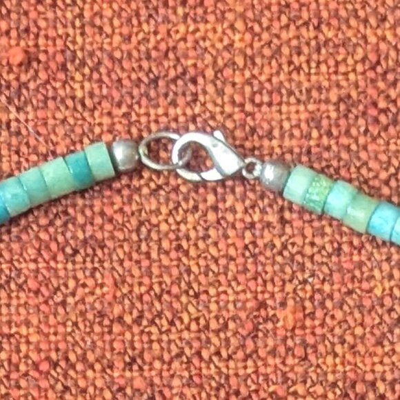 Heshi Turquoise Necklace Choker Southwest Native Tribal Navajo Zuni Boho Dainty - Picture 4 of 4